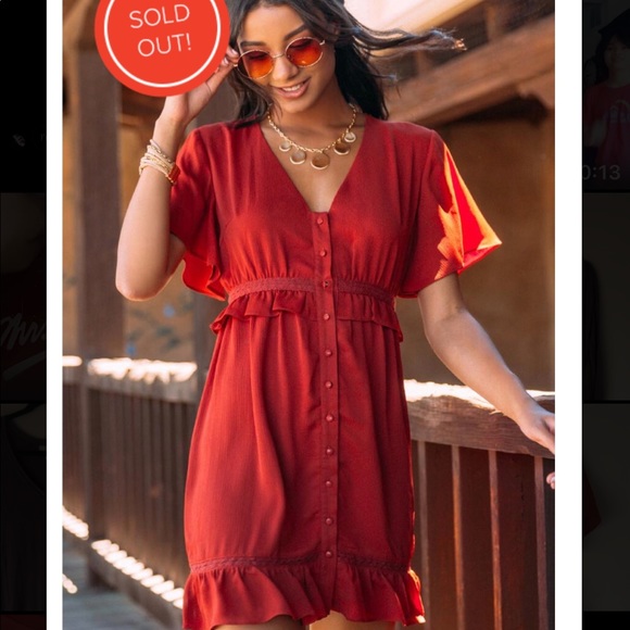 Zaria Button Front Ruffle Dress - Picture 3 of 3